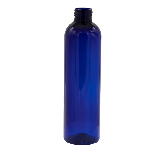 8 oz Cobalt Blue PET Plastic Cosmo Round Bottle, 24mm 24-410, 25.8 Gram