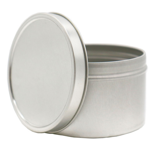 8 oz Seamless Metal Ink Tin Can with Lid, Unlined, 3 1/8" x 2"