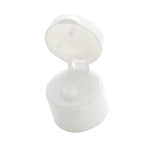28mm 28-410 White PP Plastic Flip Top Cap w/ Heat Seal Liner, 3 mm Orifice, Heat Seal for HDPE