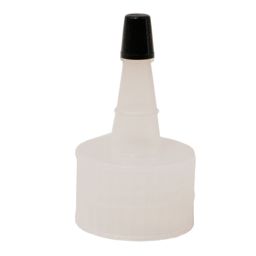 28mm 28-410 Natural LDPE Plastic Yorker Cap, No Hole, w/ Regular Black Tip