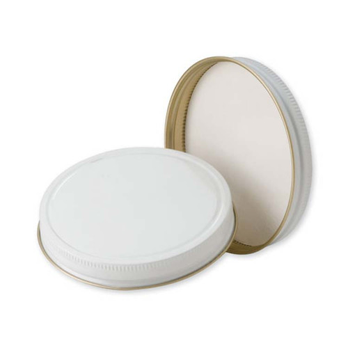 89mm 89-400 White Metal Screw Cap w/ Pulp & Vinyl Liner