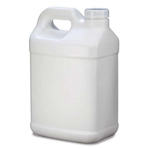 2.5 Gallon White HDPE Plastic F-Style Bottle, 63mm 63-485, 2 x 1 Kraft Shipper Box Top Handle