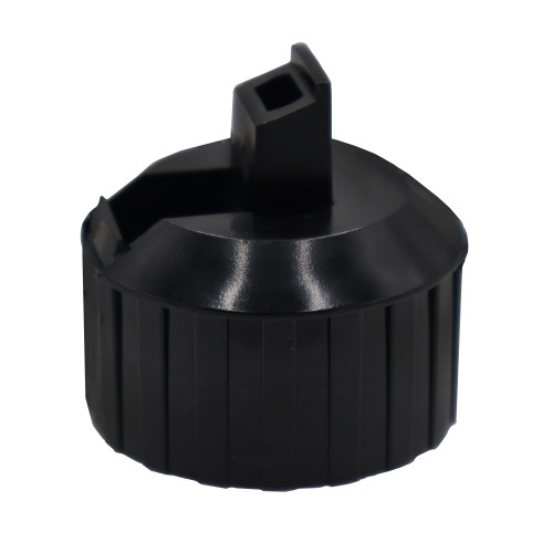 28mm, 28-400 Black PP Plastic Turret Cap, Heat Seal for HDPE, 3.00" x 6.00" Orifice