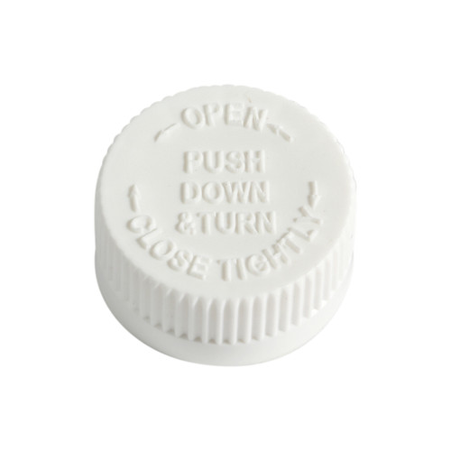 28mm 28-400 White PP Plastic Child Resistant Cap with SG75 Plain Liner (Heat Seal For PE)