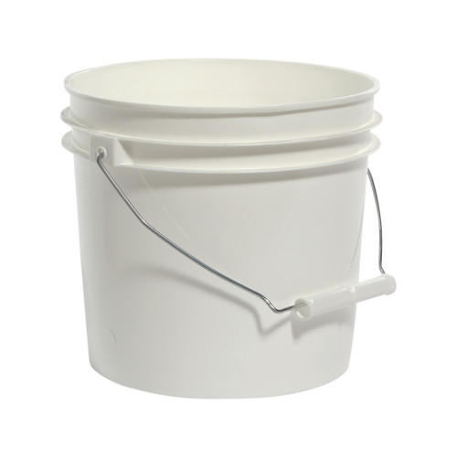 1 Gallon White HDPE Plastic Open Head Pail, Anti-Static
