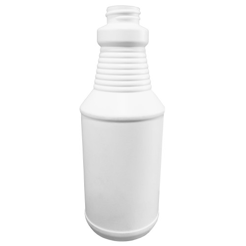 16 oz White HDPE Plastic Carafe Bottle, 28mm 28-400 Neck Finish, 30 Gram, Fluorination Level 2
