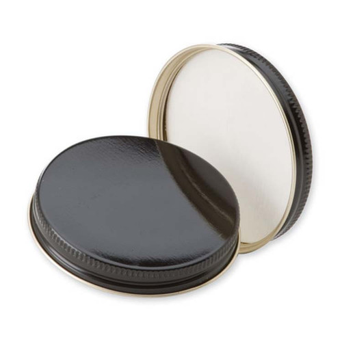 63mm 63-400 Black Metal Screw Cap w/ Pulp & Vinyl Liner