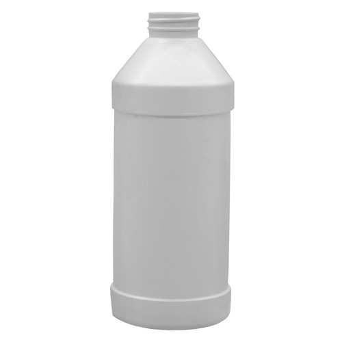 32 oz White HDPE Plastic Modern Round Bottle, 38mm 38-400