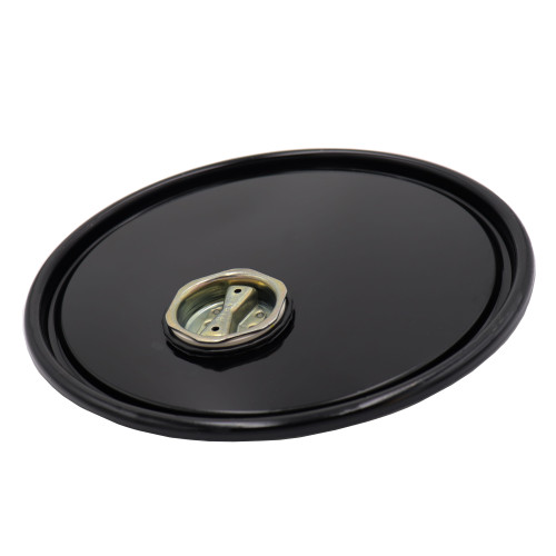 2.5-7 Gallon Black Steel Ring Seal Pail Lug Cover, Rust Inhibited, 24 Gauge, w/ 2" Metal EPDM Gasket