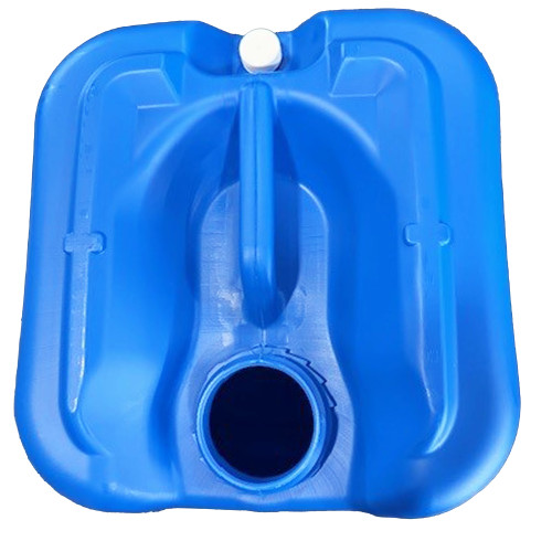 5 Gallon Blue HDPE Plastic Square Tight Head Pail, 70 mm, TE 6TPI, Closed Vent, 22 mm Cap Installed