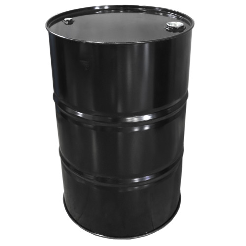 55 Gallon Black Steel Tight Head Drum, Unlined, 2" & 3/4" Tri-Sure® Fittings, No Plastic Caps, UN Rated