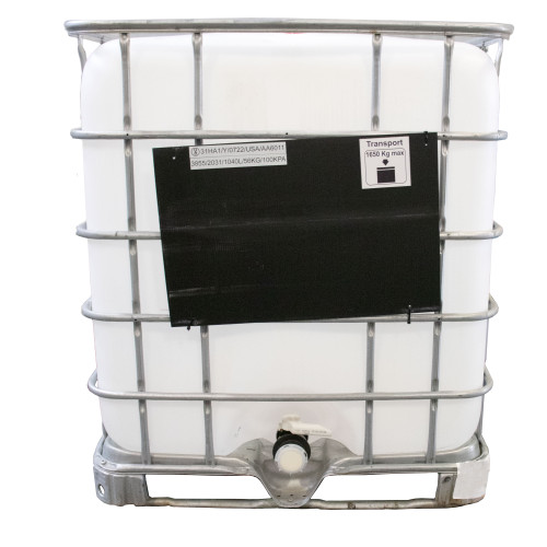 275 Gallon Reconditioned IBC Tote, Natural Bottle, 6" Fill Cap, No Vent, 2" Valve, Reconditioned Steel Cage Steel Or Poly Pallet, New Poly Marking Plate