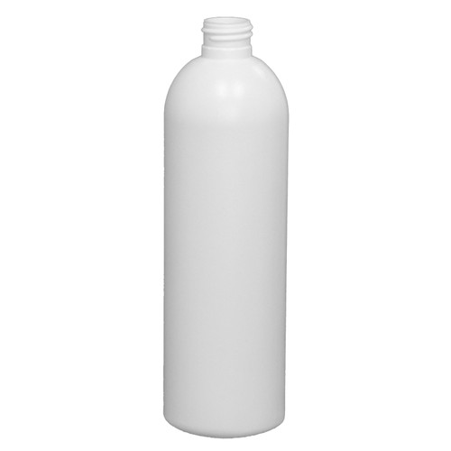 12 oz White HDPE Plastic Lexington Round Bottle, 24mm 24-410, 29 Gram