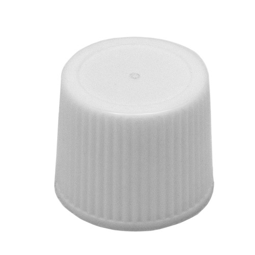15mm 15-415 White PP Plastic Smooth Top, Ribbed Sides Cap, SG-75 Heat Seal Liner for PE