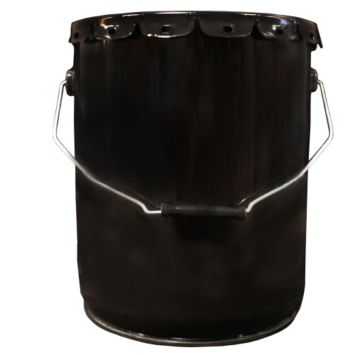 5 Gallon Black Steel Straight Side Open Head Pail, CWL, No Bead, Lug Cover w/ Flow in Gasket, UN Rated