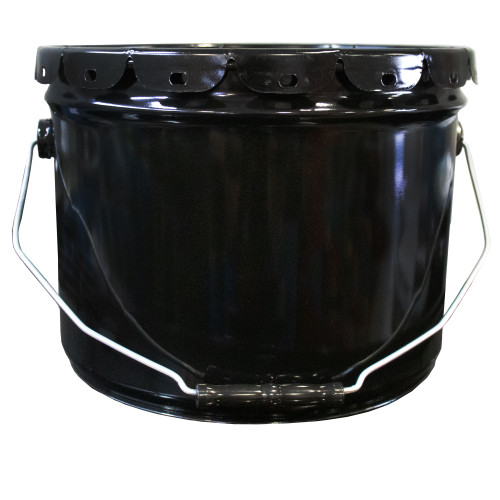 3 Gallon Black Steel Open Head Pail, Single Bead, Rust Inhibited, w/ Black Lug Cover, Flow in Gasket