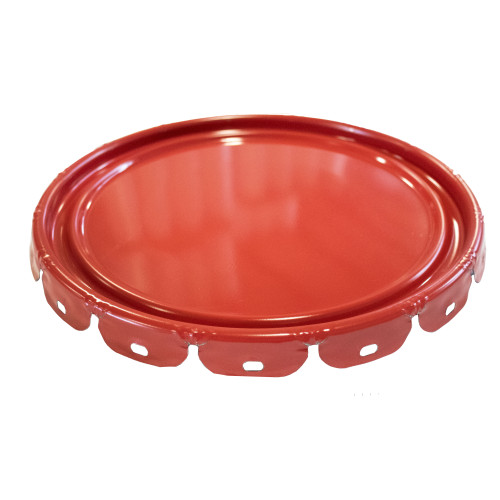 2.5-7 Gallon Red Steel Inhibited Steel Open Head Lug Cover, UN Rated, Flow in Gasket, 24 Gauge