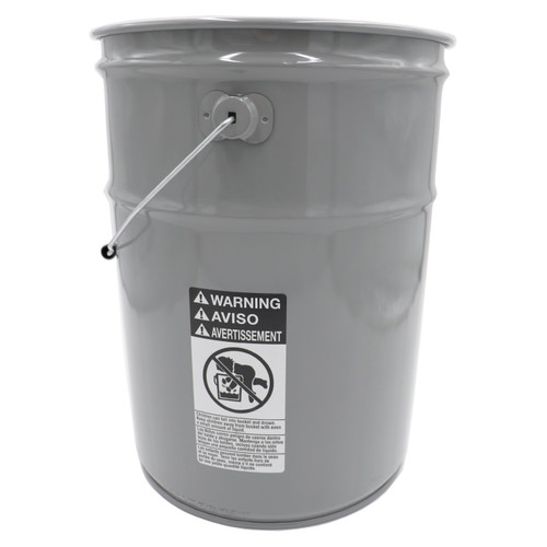 6 Gallon Gray Steel Open Head Pail, Clear Phenolic Lining, 26 Gauge, UN Rated