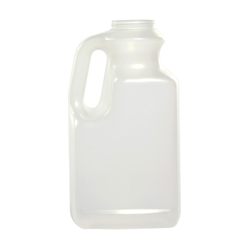 64 oz White HDPE Plastic Handleware Oblong Bottle, 38mm Special, 118 Gram