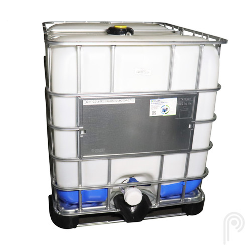 275 Gallon New Tote Natural Bottle, with 6" Cap and 3" Butterfly Valve, Composite Pallet, New Cage Composite, UN Rated