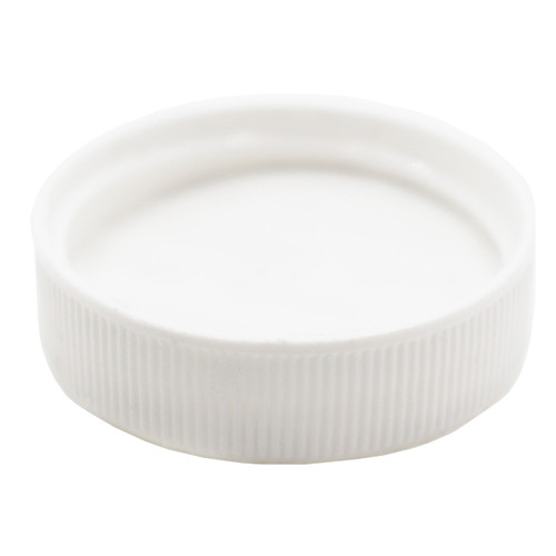 38mm 38-400 White PP Plastic Matte Top, Ribbed Sides Cap with F217 & PS22 Printed Liner