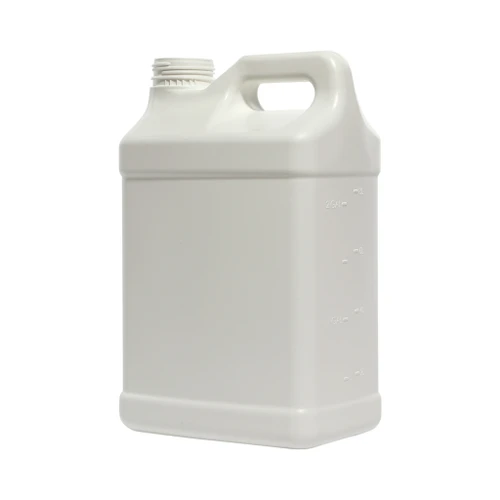 2.5 Gallon White HDPE Plastic F-Style Trimline Bottle, Fluorinated Level 3, 63mm 63-445, 350 Gram