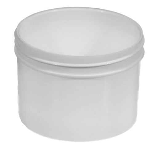 8 oz White PP Plastic Straight Sided Jar, 89mm 89-400, Regular Wall