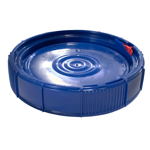 3.5-6.5 Gallon Blue HDPE Plastic Screw Top Cover w/ Red Lift Latch w/Gasket, New Generation, Tamper Evident Slot, PMS Blue #300