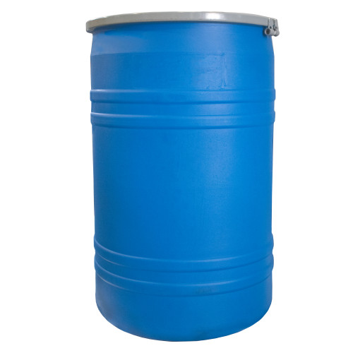 30 Gallon Blue HDPE Plastic Open Head Straight Side Drum, w/ Cover, 2" Buttress & 3/4" NPS Bolt Ring, UN Rated