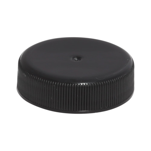 38mm 38-400 Black PP Smooth Top, Ribbed Sides Cap w/ F217 Liner