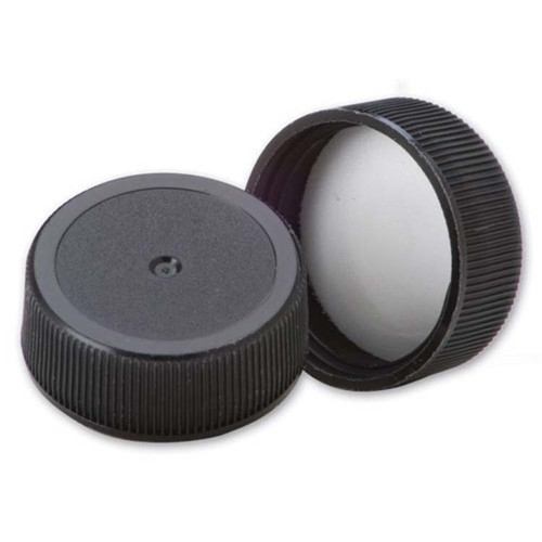 28mm 28-400 Black PP Plastic Matte Top, Ribbed Sides Screw Cap w/ SureSeal Liner