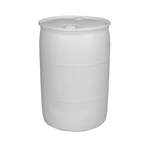 55 Gallon White Plastic Tight Head Drum, 2" & 2" Fittings, UN Rated