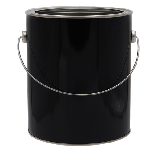 1 Gallon Round Metal Black Paint 610 x 711 Can, Unlined, Ears and Bail Attached