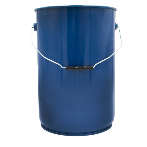6.5 Gallon Gentian Blue Steel Open Head Straight Sided Pail, No Bead, Buff Epoxy Phenolic Lining w/ Gentian Blue Cover, UN-Rated