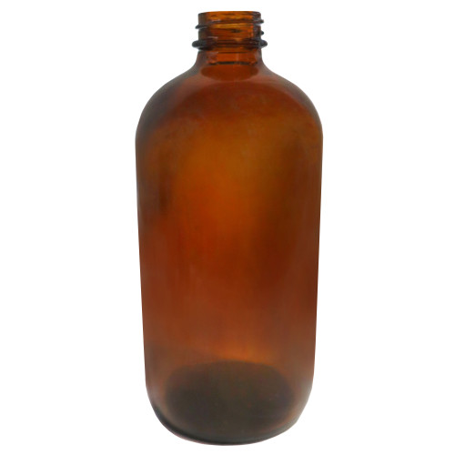 16 oz Amber Glass Boston Round Bottle, 28mm 28-400