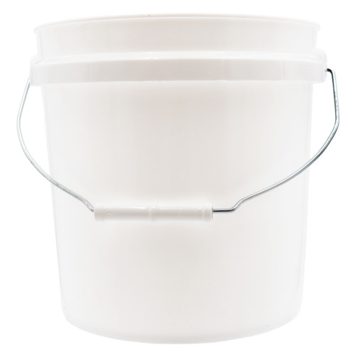 2 Gallon White HDPE Plastic Open Head Pail, Metal Handle