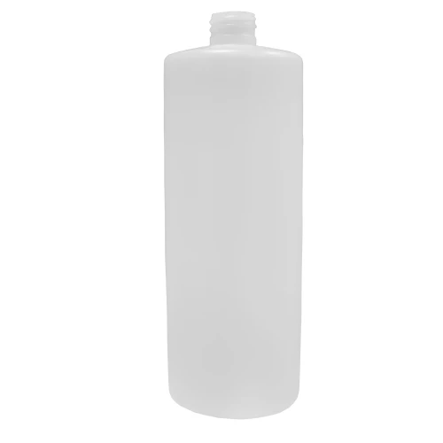 32 oz Natural HDPE Plastic Cylinder Bottle, 28mm 28-410, Unflamed
