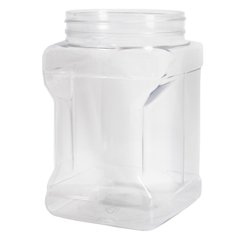 64 oz Clear PET Plastic Square Grip Spice Jar, 110mm 110-400, 108 Gram