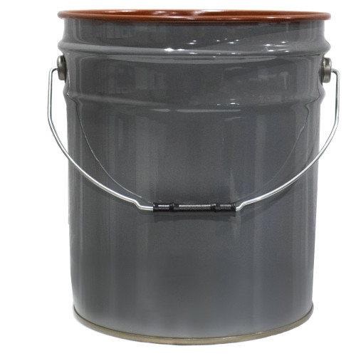 5 Gallon Gray Steel Open Head Pail, Red Phenolic Lining, UN Rated