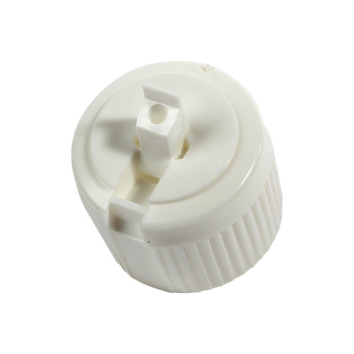 28mm 28-410 White PE Plastic Turret Spout Cap, Valve Seal Flat, w/ PS168 Liner, 3mm Orifice