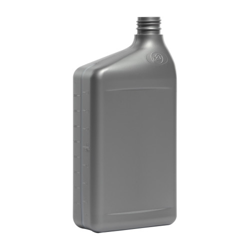 32 oz Gray HDPE Plastic RTU Bottle with Graduations and View Stripe, 28 mm Neck Drop-Loc, 50 Gram