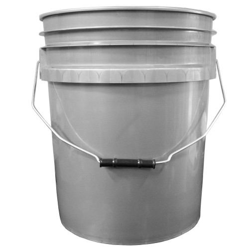 5 Gallon Gray HDPE Plastic Open Head Pail w/ Black CWL
