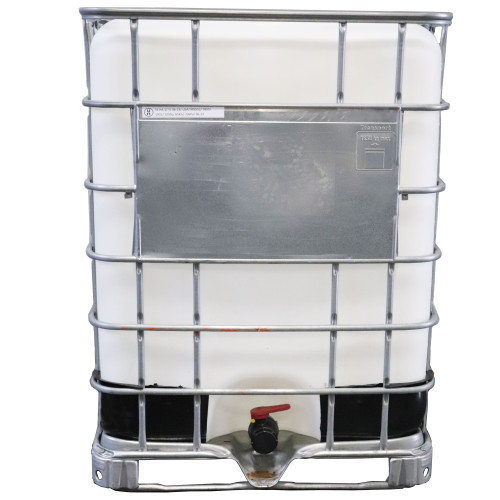 330 Gallon Remanufactured IBC Tote Natural Bottle, 6" Cap, Any Valve, Reconditioned Steel Cage, Steel Pallet, 2 Label Plates, Graduation Marks, UN Rated
