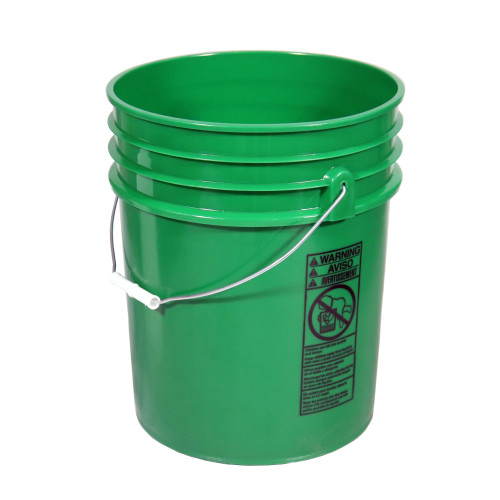 5 Gallon Green HDPE Plastic Open Head Pail w/ Black CWL, UN Rated