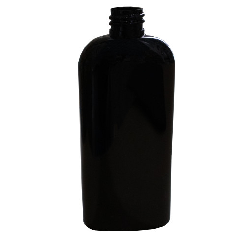 4 oz Black PET Plastic Cosmo Oval Bottle, 20mm 20-410, 14.8 Gram