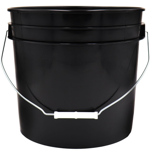 3.5 Gallon Black HDPE Plastic Open Head Pail w/ Metal Handle