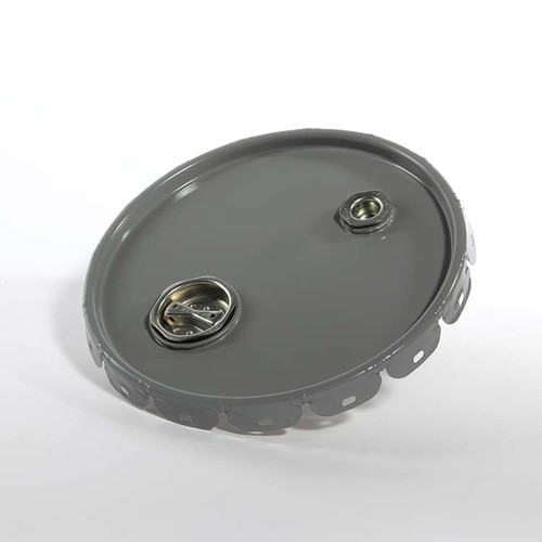 2.5-7 Gallon Gray Steel Lug Pail Cover, Rust Inhibited w/ 2" & 3/4" Fittings (24 Gauge)