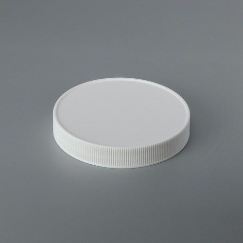 89mm 89-400 White PP Matte Top, Ribbed Sides Cap with F217 & HS035 Foam Printed Liner (Universal Heat Seal)