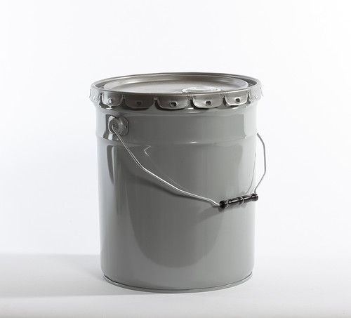 5 Gallon Gray Open Head Steel Pail, 3" Double Bead, Phenolic Lined, UN Rated