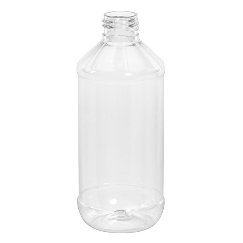 8 oz Clear PET Plastic Modern Round Bottle, 24mm 24-410, 26 Gram
